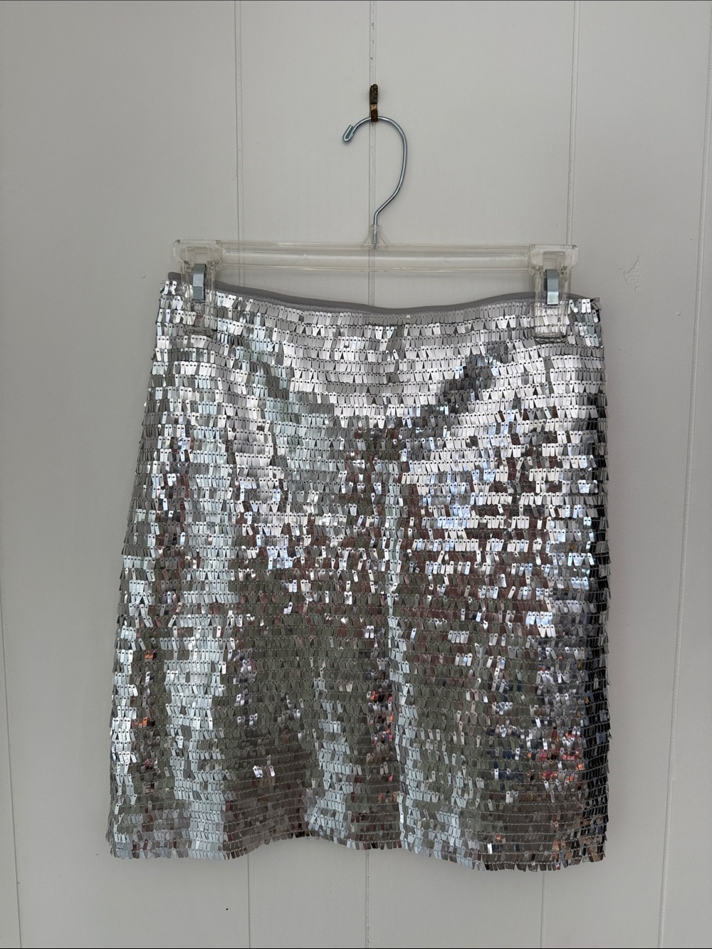 Silver Sequin Mini Skirt